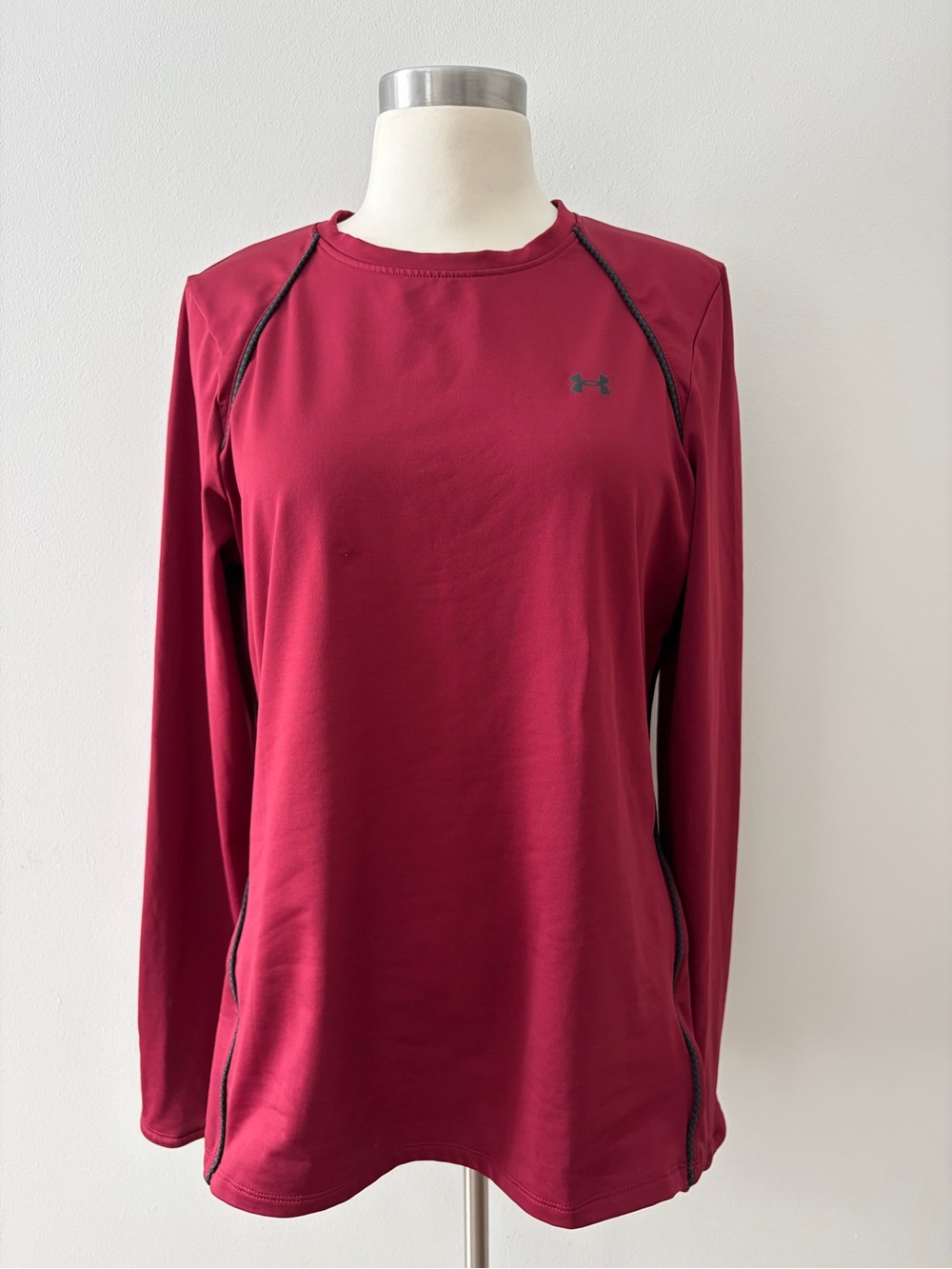 Under Armour Cozy ColdGear Women's Long-Sleeve Fitted Top Maroon Black Piping LG